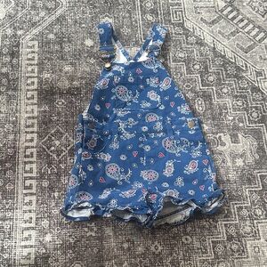 Kids Blue Patterned Overalls